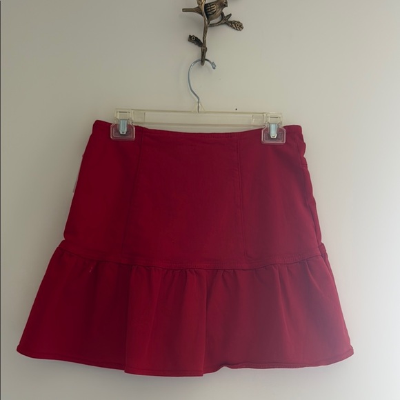 MOTHER Red Asymmetrical Ruffled Mini Skirt size 28 - Picture 4 of 6